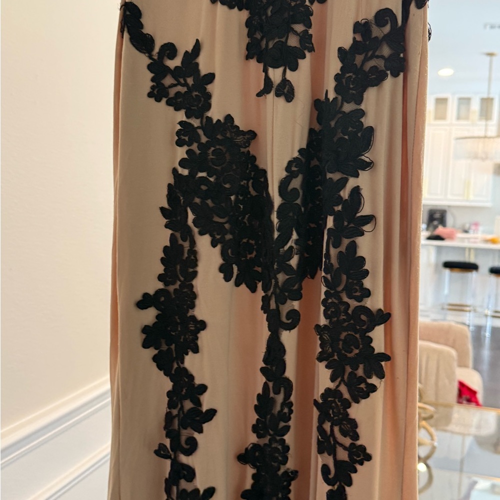 Jovani Tan and Cream Plunge Neck Prom Gown - Picture 8 of 10